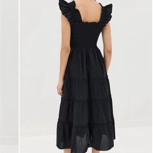 Hill House Nap Dress. Black Ruffle Smocked Midi. NWOT